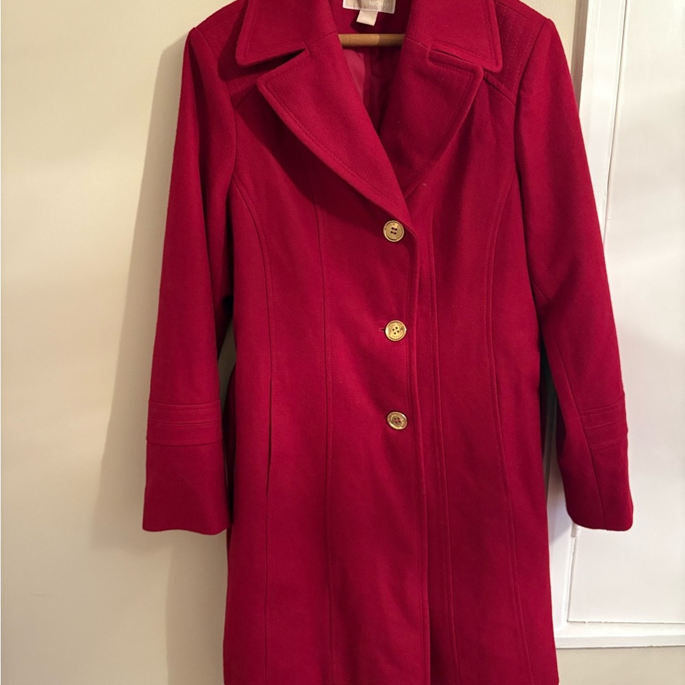 MICHAEL Michael Kors Red Tailored Wool Trench Coat